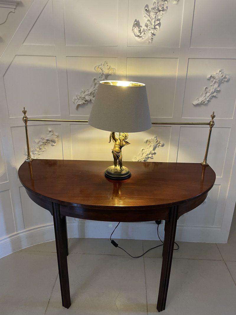 Unusual Pair of Antique George III Quality Mahogany Demi-Lune Consoles Tables - Image 5